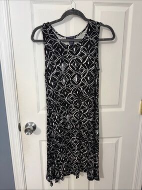 Architect Black and White Geometric Midi Dress